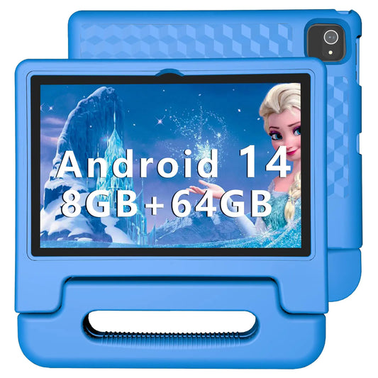 ITDULCET Kids Tablet 10 inch Android 14 Tablet for Kids 8GB RAM 64GB ROM Octa-Core Fast-Charging Battery Toddler Tablet with Shockproof Case Bluetooth WiFi Parental Control Dual Camera GPS