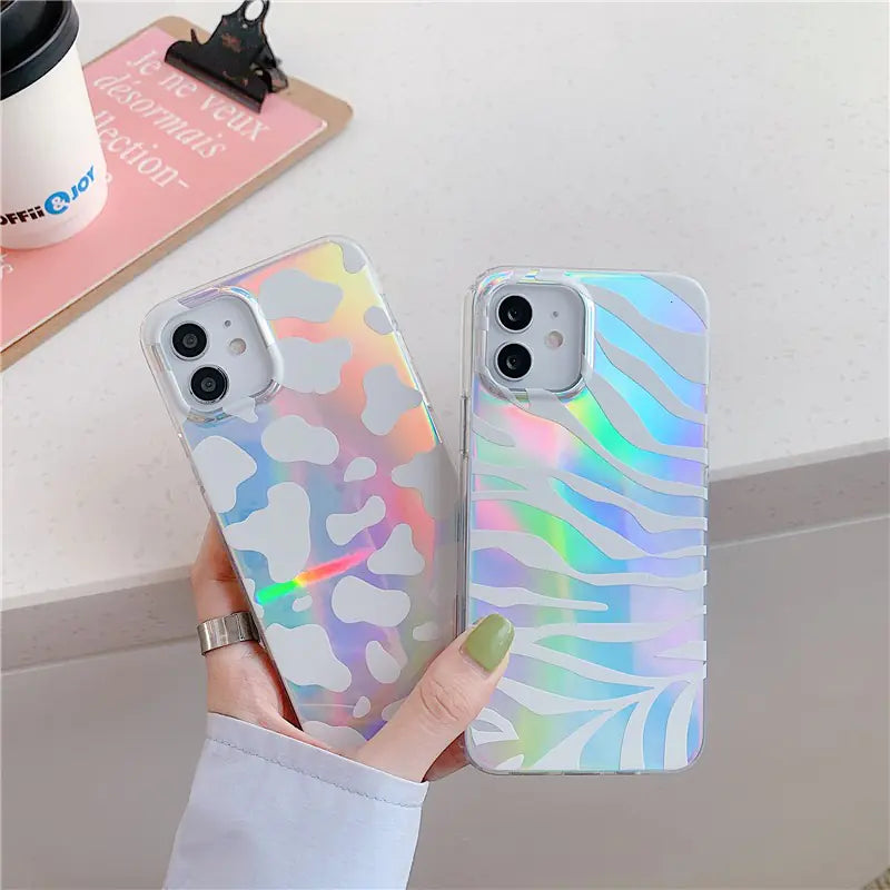 Fashion Laser Leopard Zebra Pattern Soft Case for iPhone